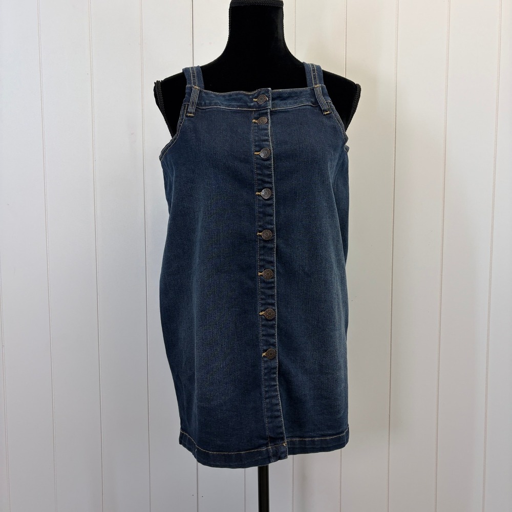 Upcycled Cottage Denim Pinafore Top Women Size M Summer Utility Lagenlook Chic